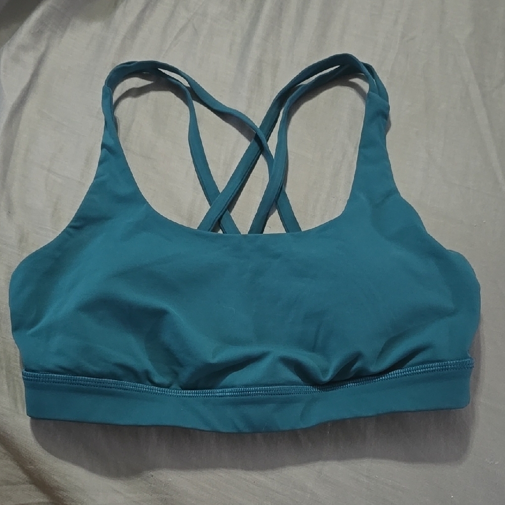 Lululemon Athletica Bermuda Teal Energy Sports Bra with Crisscross Straps